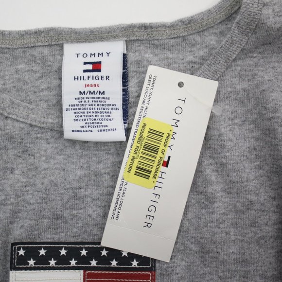 NWT Vintage Tommy Hilfiger Jeans Y2K Womens Medium Logo Fitted Baby Tee Shirt - Picture 5 of 5